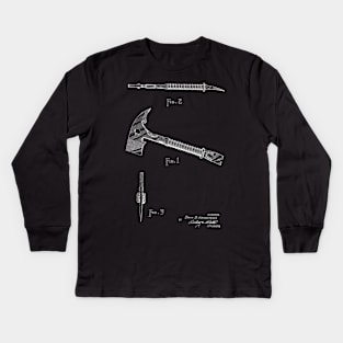 combination fireman’s ax and wrecking tool Vintage Patent Hand Drawing Kids Long Sleeve T-Shirt